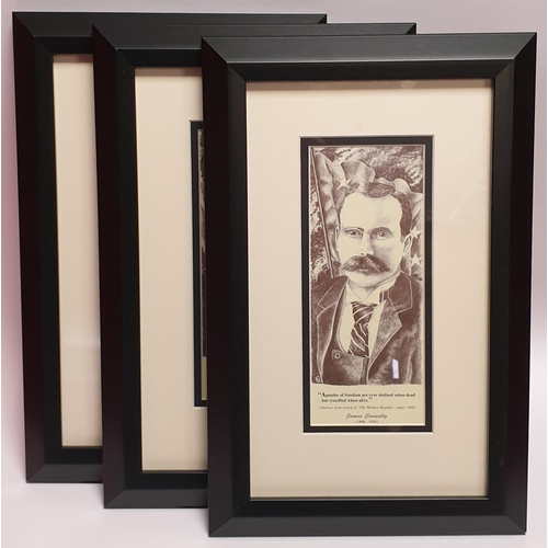 119 - Three Framed Prints Depicting Irish Patriots, H:36 x W:23cm