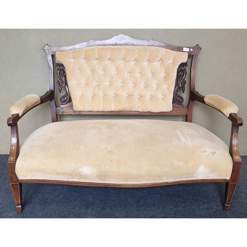 57 - Inlaid Mahogany Button Back Two Seater Sofa