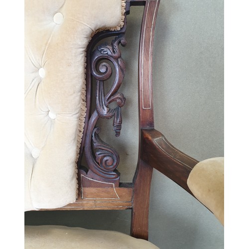 57 - Inlaid Mahogany Button Back Two Seater Sofa