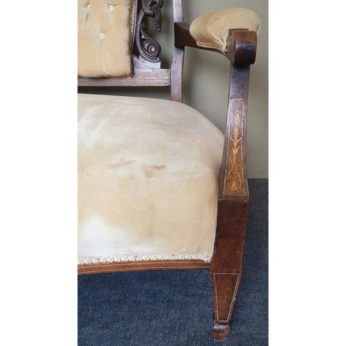 57 - Inlaid Mahogany Button Back Two Seater Sofa