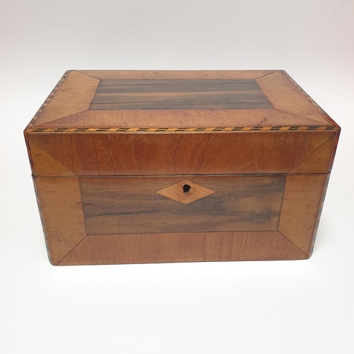 143 - Mahogany Inlaid Sewing Box with Fitted Interior, H:14 x W:25 x D:18cm