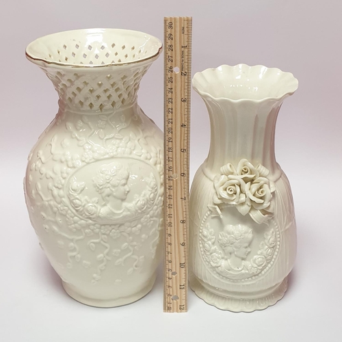 145 - Two Staffordshire Porcelain Vases, Tallest 28cm