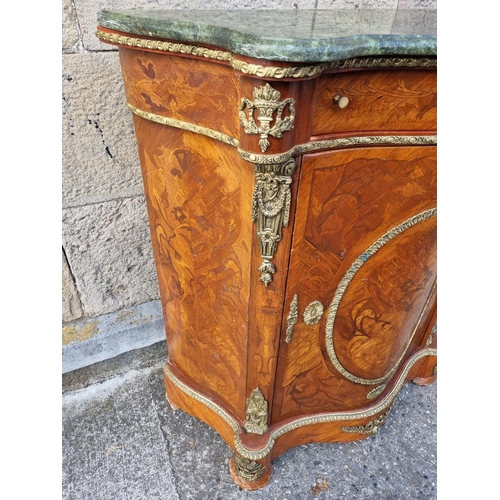 11 - French Style Cabinet with Marble Top and Gilt Mounts, H:105 x W:110 x D:45cm