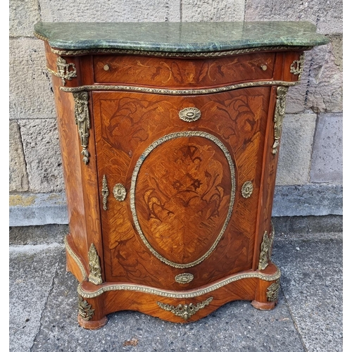 11 - French Style Cabinet with Marble Top and Gilt Mounts, H:105 x W:110 x D:45cm