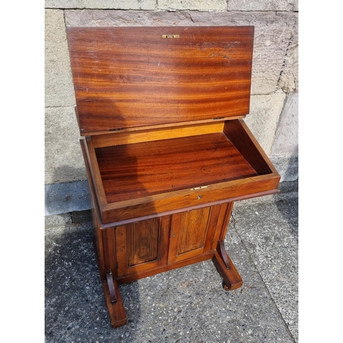 13 - Inlaid Mahogany Neat Leather Top Davenport