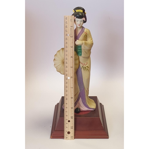 19 - Pair of Ceramic Geisha Figures on Stands