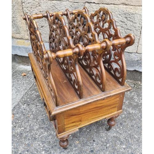 27 - Victorian Style Mahogany Canterbury with One Drawer. H:71 x W:57 x D:42cm