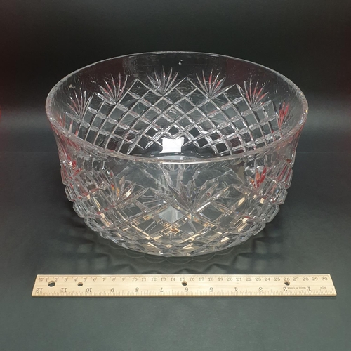 32 - Lot of 2x Cut Glass Large  Bowl s H:16 x D:29cm and Footed Dish H:17 x D:20cm