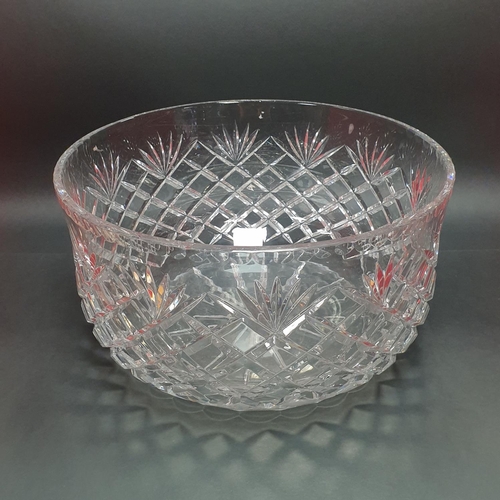 32 - Lot of 2x Cut Glass Large  Bowl s H:16 x D:29cm and Footed Dish H:17 x D:20cm