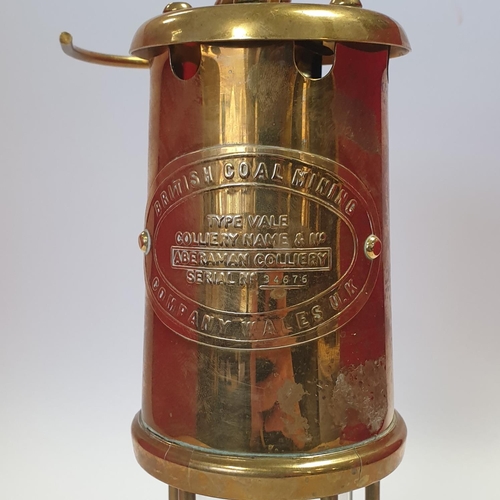 36 - British Coal Mining Company, Wales Brass Miner's Lamp, 23cm