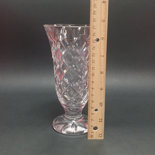 51 - Pair of Waterford crystal vases. 17.5cm (small chip to one vase)