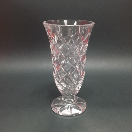 51 - Pair of Waterford crystal vases. 17.5cm (small chip to one vase)