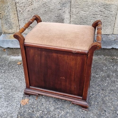 67 - Edwardian Piano Stool with Fall Front Music Cabinet. H:56 x W:54 x D:35cm