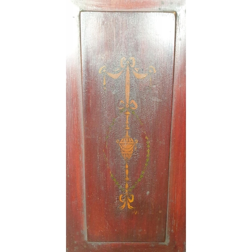 78 - Small Mahogany Table Top Cupboard with Painted Decoration. H:70 x W:30 x D:25cm