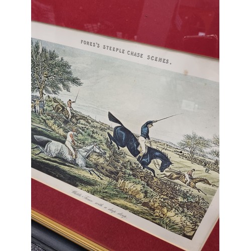 17 - Pair of Framed Hunting Prints, Fores's Steeple Chase Scenes H:61 x W:70cm