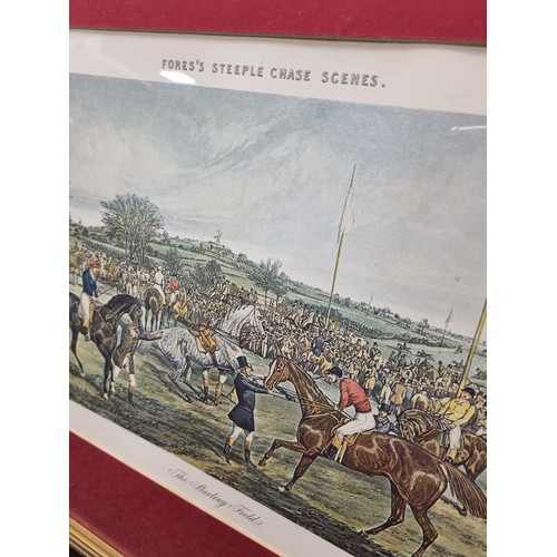 17 - Pair of Framed Hunting Prints, Fores's Steeple Chase Scenes H:61 x W:70cm