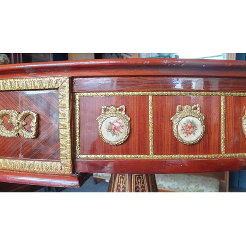 31 - Veneered & Simulated Boulle Marquetry Centre Table with Faceted Centre Column, Quatreform Base & Rai... 