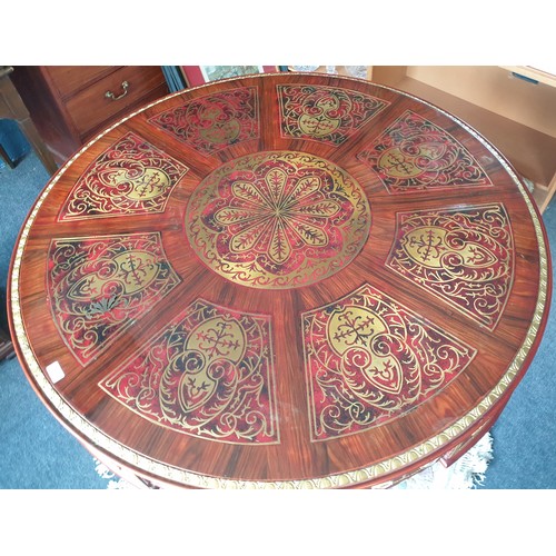 31 - Veneered & Simulated Boulle Marquetry Centre Table with Faceted Centre Column, Quatreform Base & Rai... 