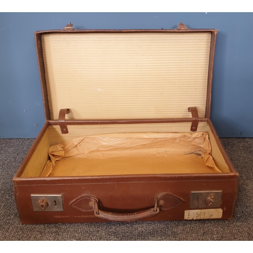 89 - Lot of  2x Vintage Leather Suitcases