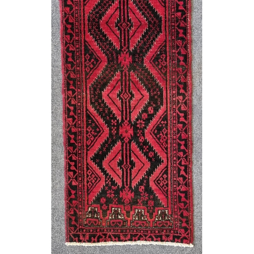 127 - Small Persian 100% Wool Baluch Runner with unique medallion design 193cm x 55cm