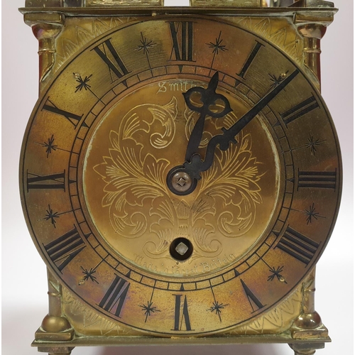 144 - Reproduction Smiths Brass Lantern Clock