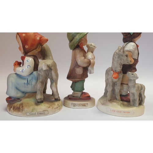 171 - Lot of 3x Hummel Figures, Good Friends, Little Goat Herder and The Lost Sheep, approx. 11.5cm tall