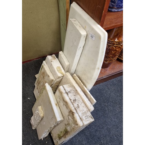 832 - Iron Fire Grate And Assorted Lot of Marble Fire Surround Pieces