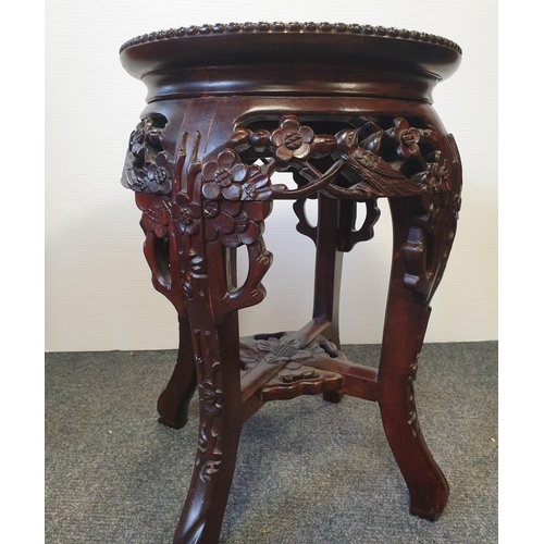 11 - Pair of late 19th century Carved Plant Stands, H:45 x D:37cm