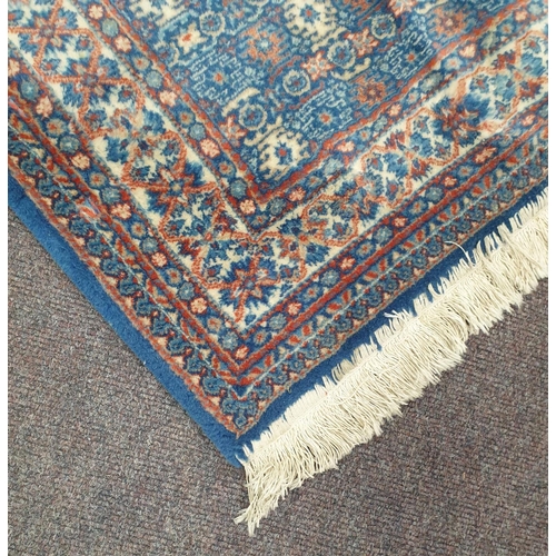 14 - Blue Ground Small Square Wool Rug with Fringing  80cm x 80