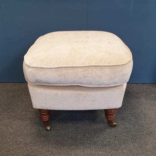 22 - Cream upholstered Large Footstool, H:50 x W:60 x D:60cm
