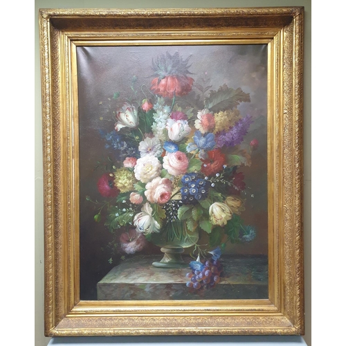 26 - Large Gilt Framed Oil on Canvas Still Life Floral, H:128 x W:102cm
