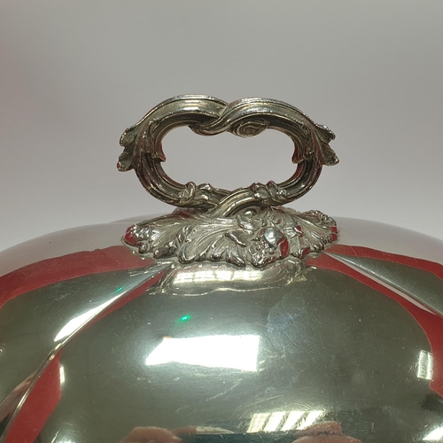 30 - Large Silver Plated Closh with Emblem, approx. 35cm
