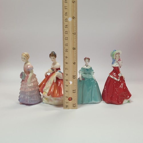 47 - Lot of 4x Miniature (10cm) Figures - including Three Royal Doulton  (Bridesmaid, Southern Belle, Chr... 