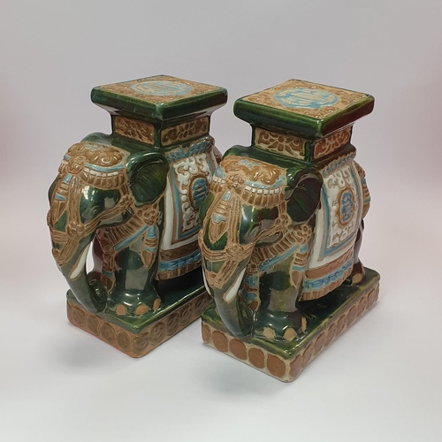 52 - Pair of Table Top Ceramic Elephant Plant Stands 22cm