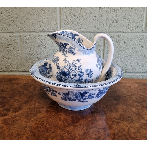 51 - Contemporary Blue and White Basin and Ewer