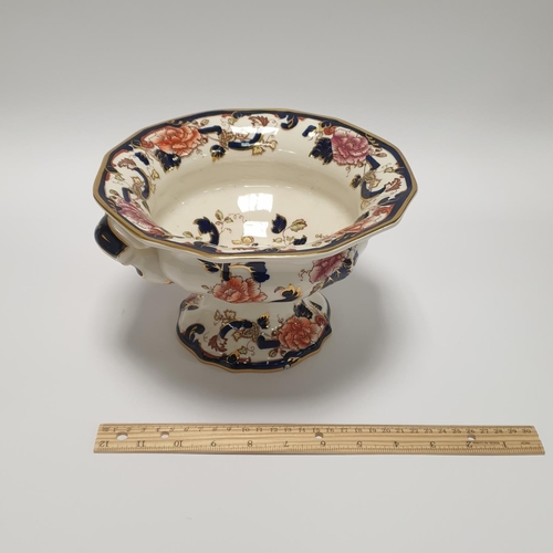 1 - Mason's Ironstone Mandalay Footed Bowl (22cm diameter) and lidded Ginger Jar (24cm high)
