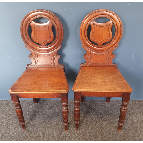 19 - Pair of Victorian Mahogany Shield Back Hall Chairs