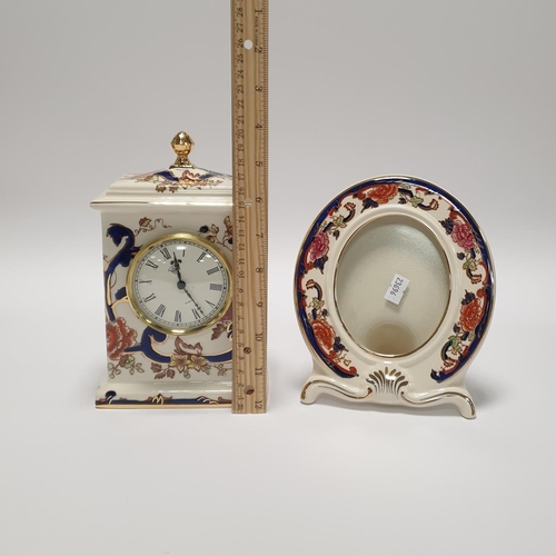2 - Mason's  Mandalay Ironstone Mantle Clock (20cm high) and Photoframe