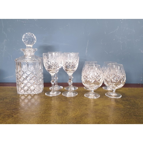 38 - Collection of Cut Glass to include decanter, 4x Wine Glasses and 4x Brandy Glasses