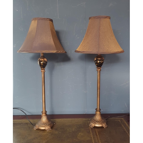 9 - Pair of Table Lamps and Shades, Height 70cm