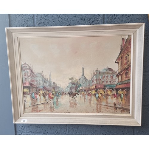 28 - Framed Oil on Canvas - streetscape. H:82 x W:62cm