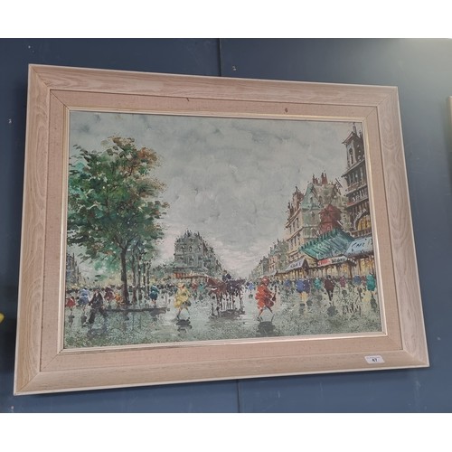 47 - Framed Oil on Canvas - City Scape. H:64 x W:82cm
