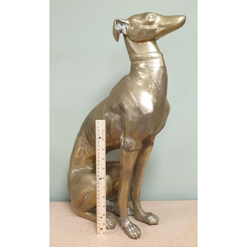 8 - Large Heavy Brass Greyhound Ornament, Height 57cm