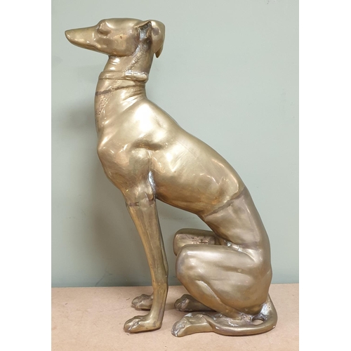 8 - Large Heavy Brass Greyhound Ornament, Height 57cm