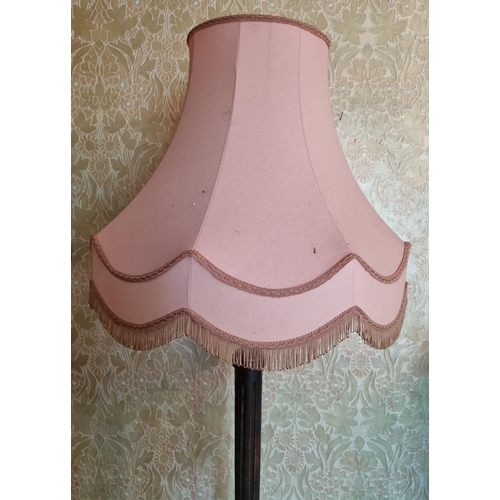 13 - Mahogany Standard Lamp with Shade, H:200cm