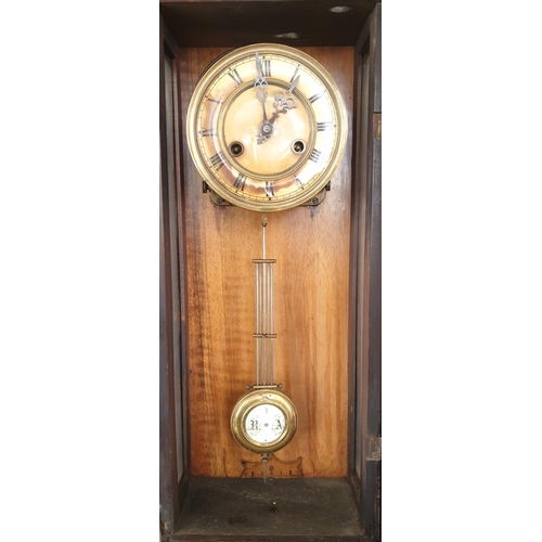 26 - Mahogany Wall Clock, H:57 x W:40cm