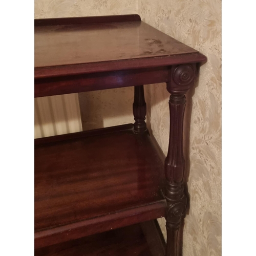 27 - Large Victorian Mahogany Three Tier Dumbwaiter, H:112 x W:127 x D:51cm