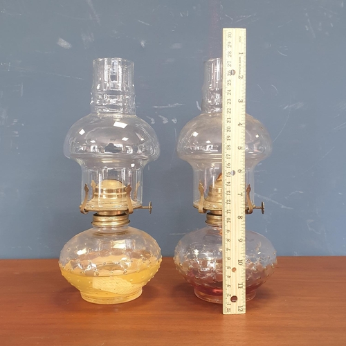 59 - Pair of Glass Oil Lamps, Height 30cm