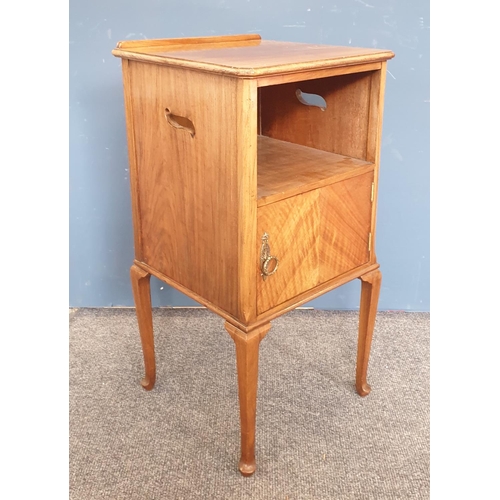 88 - Walnut Veneer Bedside Locker, H:75 x W:38 x D:38cm