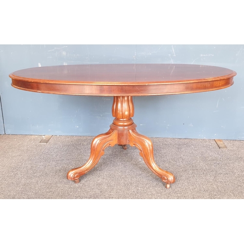 91 - Victorian Oval Mahogany Tilt Top Breakfast Table, H:72 x W:138 x D:100cm